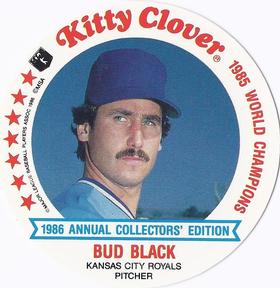 1986 Kitty Clover Kansas City Royals Discs #7 Bud Black Front
