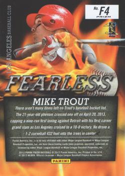 2013 Panini Prizm - Fearless Prizms #F4 Mike Trout Back