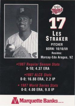 1997 Marquette Bank Minnesota Twins 1987 10th Anniversary #NNO Les Straker Back