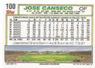 1992 Topps Micro - Micro Gold #100 Jose Canseco Back