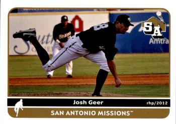 2012 Grandstand San Antonio Missions #29 Josh Geer Front