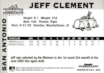 2006 Grandstand San Antonio Missions #11 Jeff Clement Back