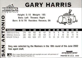 2006 Grandstand San Antonio Missions #16 Gary Harris Back