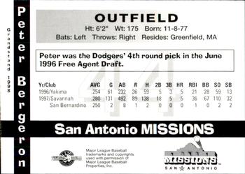 1998 Grandstand San Antonio Missions #7 Peter Bergeron Back