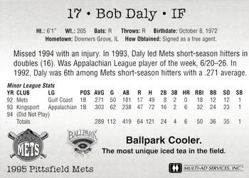 1995 Multi-Ad Pittsfield Mets #NNO Bob Daly Back