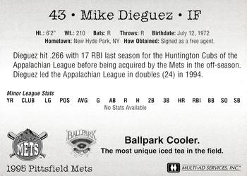 1995 Multi-Ad Pittsfield Mets #NNO Mike Dieguez Back