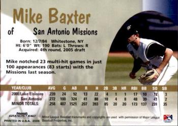 2009 Grandstand San Antonio Missions #NNO Mike Baxter Back