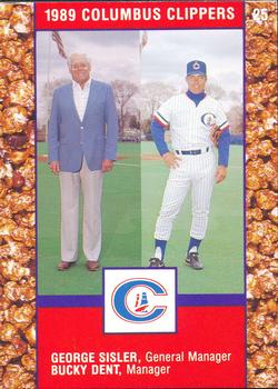 1989 Columbus Clippers Police #25 George Sisler Jr. /  Bucky Dent Front