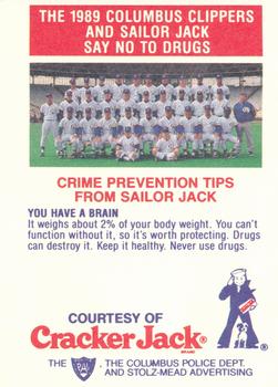 1989 Columbus Clippers Police #8 Dickie Noles Back