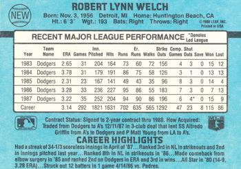 1988 Donruss Oakland Athletics Team Collection #NEW Bob Welch Back