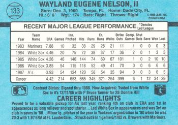 1988 Donruss Oakland Athletics Team Collection #133 Gene Nelson Back