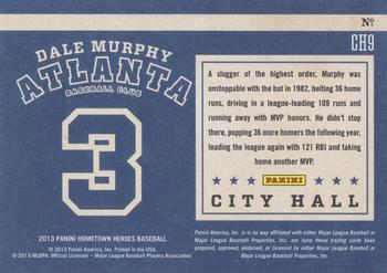 2013 Panini Hometown Heroes - City Hall Gold #CH9 Dale Murphy Back