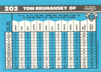 1990 Bowman - Limited Edition (Tiffany) #202 Tom Brunansky Back