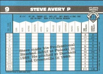 1990 Bowman - Limited Edition (Tiffany) #9 Steve Avery Back