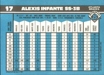 1990 Bowman - Limited Edition (Tiffany) #17 Alexis Infante Back