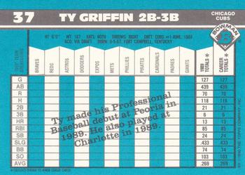 1990 Bowman - Limited Edition (Tiffany) #37 Ty Griffin Back