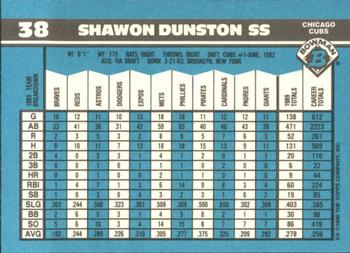 1990 Bowman - Limited Edition (Tiffany) #38 Shawon Dunston Back