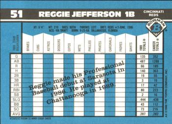 1990 Bowman - Limited Edition (Tiffany) #51 Reggie Jefferson Back