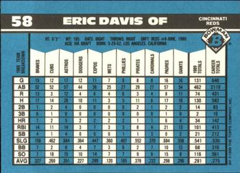 1990 Bowman - Limited Edition (Tiffany) #58 Eric Davis Back