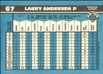 1990 Bowman - Limited Edition (Tiffany) #67 Larry Andersen Back