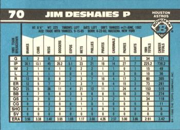1990 Bowman - Limited Edition (Tiffany) #70 Jim Deshaies Back