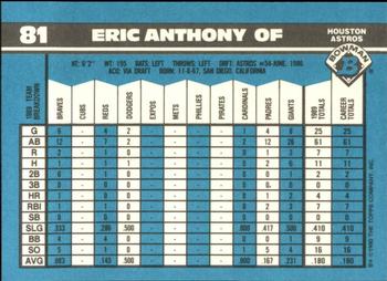 1990 Bowman - Limited Edition (Tiffany) #81 Eric Anthony Back