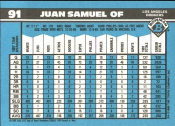 1990 Bowman - Limited Edition (Tiffany) #91 Juan Samuel Back