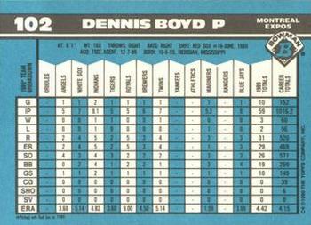1990 Bowman - Limited Edition (Tiffany) #102 Dennis Boyd Back