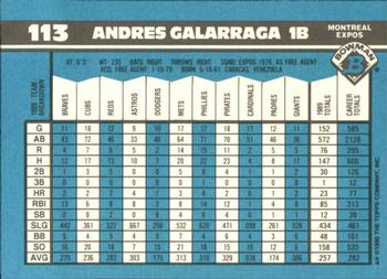1990 Bowman - Limited Edition (Tiffany) #113 Andres Galarraga Back