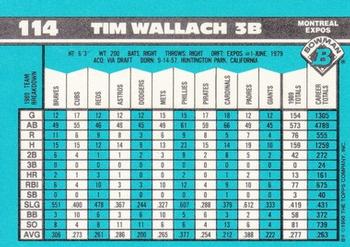 1990 Bowman - Limited Edition (Tiffany) #114 Tim Wallach Back