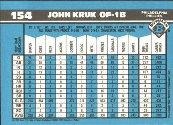 1990 Bowman - Limited Edition (Tiffany) #154 John Kruk Back