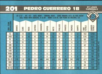 1990 Bowman - Limited Edition (Tiffany) #201 Pedro Guerrero Back