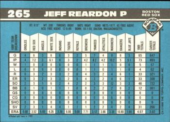 1990 Bowman - Limited Edition (Tiffany) #265 Jeff Reardon Back