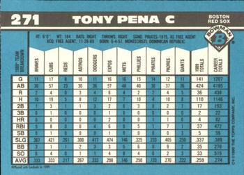 1990 Bowman - Limited Edition (Tiffany) #271 Tony Pena Back