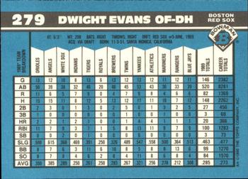 1990 Bowman - Limited Edition (Tiffany) #279 Dwight Evans Back