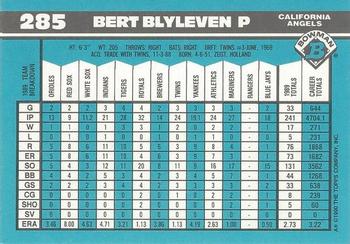 1990 Bowman - Limited Edition (Tiffany) #285 Bert Blyleven Back