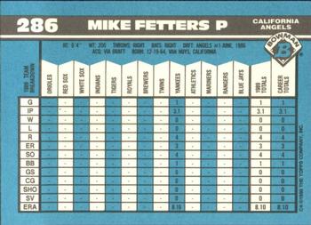 1990 Bowman - Limited Edition (Tiffany) #286 Mike Fetters Back