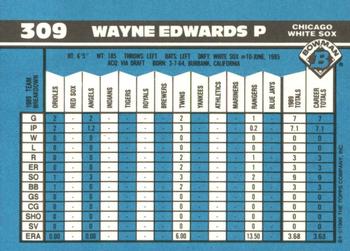 1990 Bowman - Limited Edition (Tiffany) #309 Wayne Edwards Back