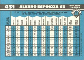 1990 Bowman - Limited Edition (Tiffany) #431 Alvaro Espinoza Back