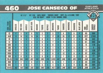 1990 Bowman - Limited Edition (Tiffany) #460 Jose Canseco Back