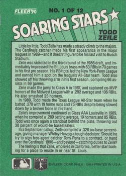 1990 Fleer - Soaring Stars #1 Todd Zeile Back