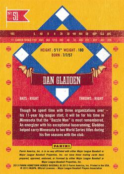2013 Panini Hometown Heroes - States #51 Dan Gladden Back