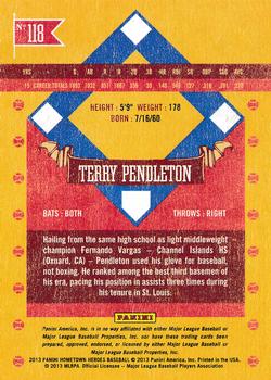 2013 Panini Hometown Heroes - Zip Code #118 Terry Pendleton Back