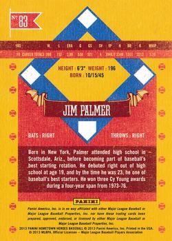 2013 Panini Hometown Heroes - Zip Code #83 Jim Palmer Back