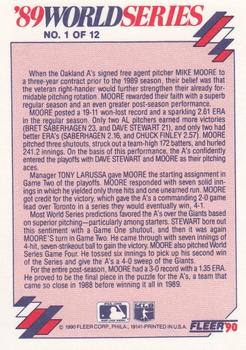 1990 Fleer - World Series #1 Mike Moore - The Final Piece to the Puzzle Back