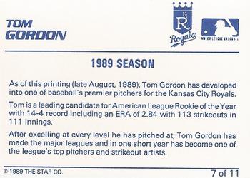 1989 Star Tom Gordon #7 Tom Gordon Back