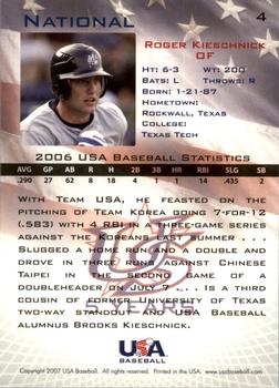 2006-07 USA Baseball Box Set  #4 Roger Kieschnick Back