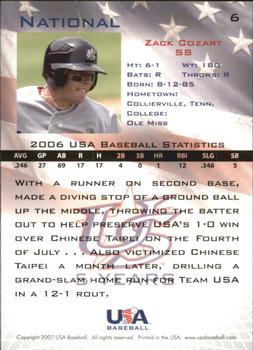 2006-07 USA Baseball Box Set  #6 Zack Cozart Back