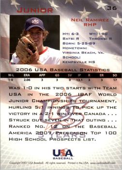2006-07 USA Baseball Box Set  #36 Neil Ramirez Back