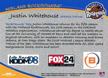2012 Grandstand Midland RockHounds #NNO Justin Whitehouse Back